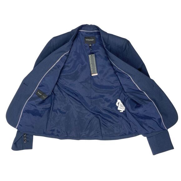 Banana Republic Blazer Womens 4 Blue Wool Office Career Chic Minimalist Coat New - Picture 5 of 16